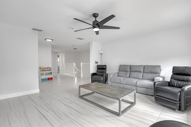 8086 Bautista Way, Palm Beach Gardens, FL 33418 - living room with a ceiling fan and visible vents