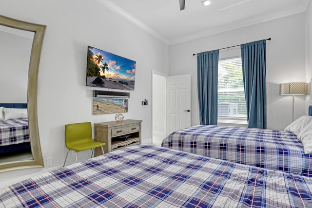 8086 Bautista Way, Palm Beach Gardens, FL 33418 - bedroom with ornamental molding and a ceiling fan