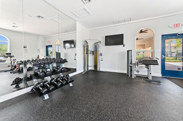3119 N Evergreen Cir, Boynton Beach, FL 33426 - workout area with baseboards