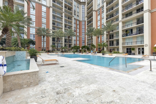 pool with a patio