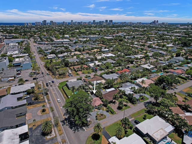 aerial view featuring a city view