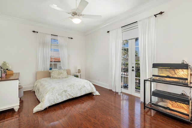 702 SE 7th St, Delray Beach, FL 33483 - bedroom featuring access to outside, multiple windows, baseboards, and crown molding