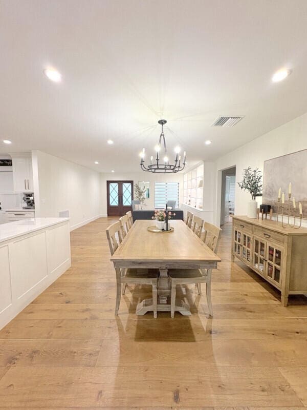 9600 Payton Ct, Boynton Beach, FL 33472 - dining room with recessed lighting, a chandelier, and light wood finished floors