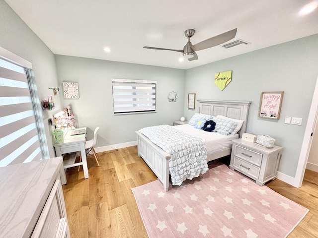 9600 Payton Ct, Boynton Beach, FL 33472 - bedroom featuring light wood-type flooring, baseboards, recessed lighting, and a ceiling fan
