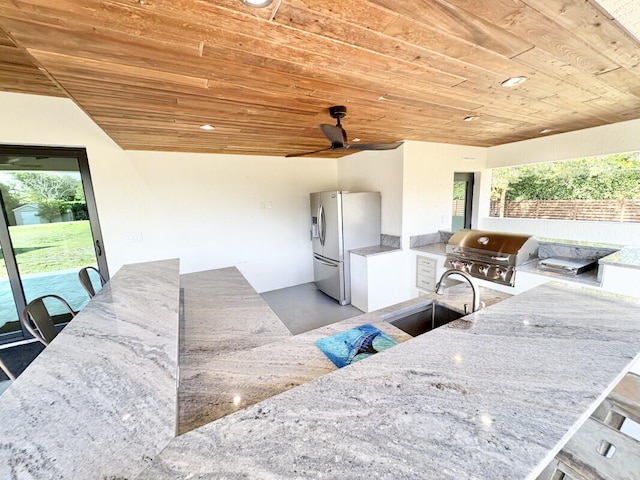 9600 Payton Ct, Boynton Beach, FL 33472 - view of patio / terrace featuring a sink, ceiling fan, and outdoor dining space