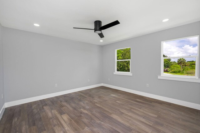 6008 S Citrus Ave, Fort Pierce, FL 34982 - unfurnished room featuring ceiling fan, dark wood-type flooring, and recessed lighting