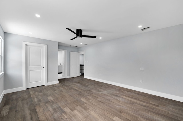 6008 S Citrus Ave, Fort Pierce, FL 34982 - unfurnished bedroom featuring dark wood-style flooring, recessed lighting, and a ceiling fan