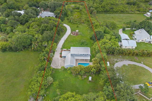 6008 S Citrus Ave, Fort Pierce, FL 34982 - aerial overview of property's location featuring property parcel outlined and a pool