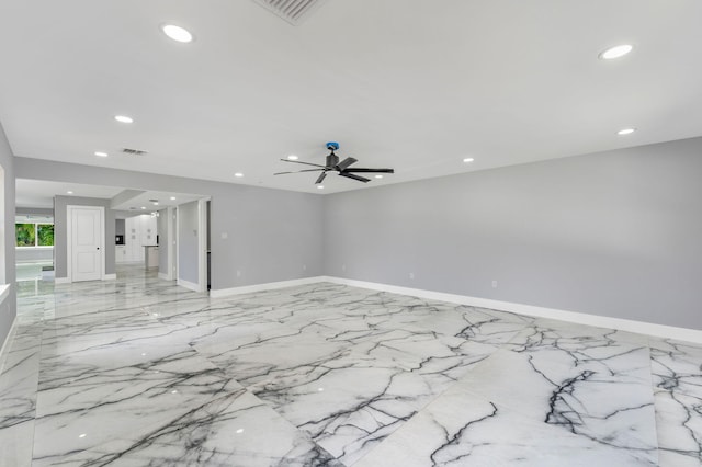 6008 S Citrus Ave, Fort Pierce, FL 34982 - unfurnished room with recessed lighting, light marble finish flooring, and a ceiling fan