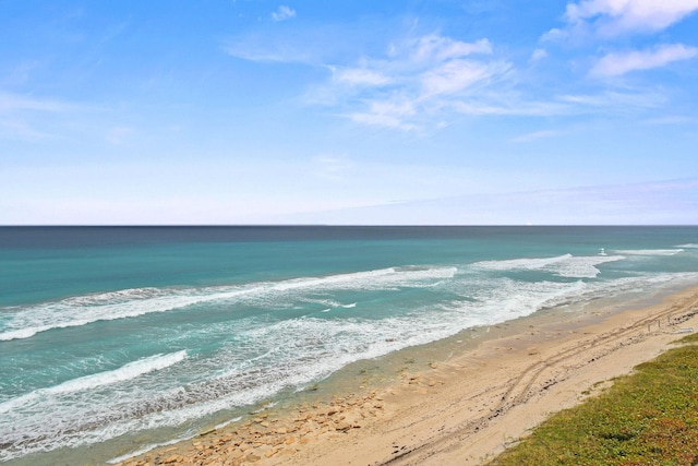 view of water feature with a view of the beach