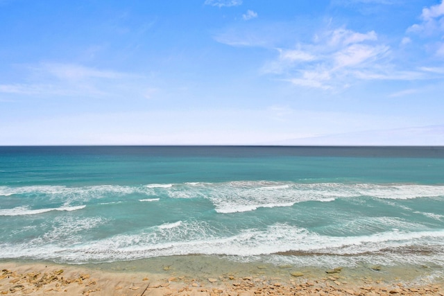 property view of water featuring a beach view
