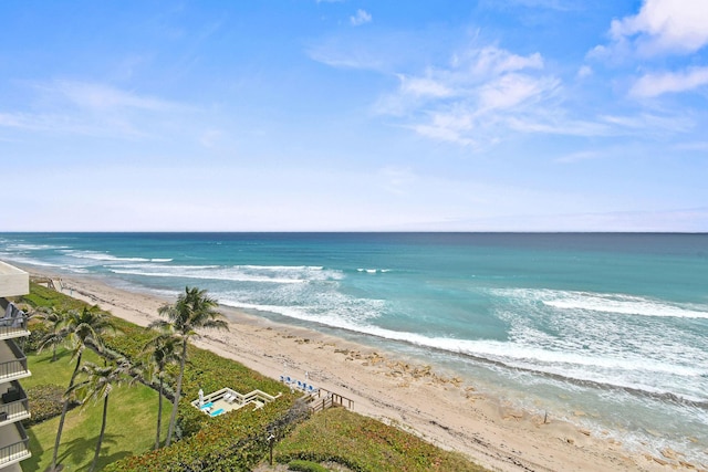 view of water feature featuring a view of the beach