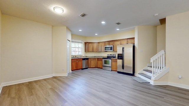 2558 SE Pineland Dr, Port Saint Lucie, FL 34952 - kitchen featuring visible vents, light wood finished floors, and stainless steel appliances
