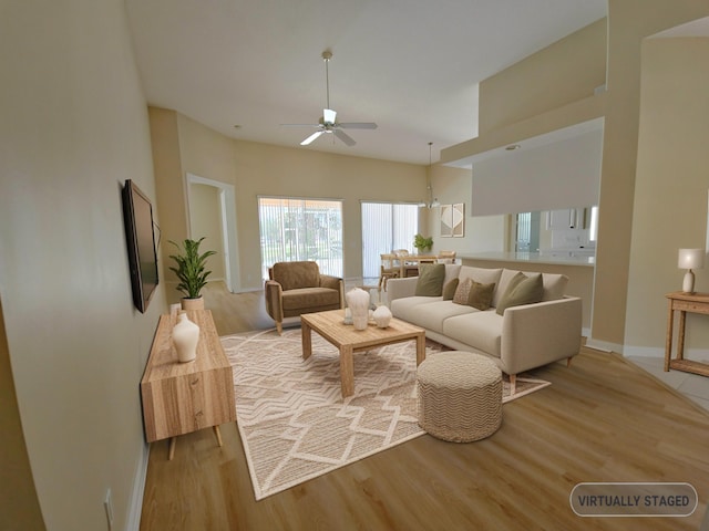 10902 SW Blue Mesa Way, Port Saint Lucie, FL 34987 - living area with a ceiling fan and light wood finished floors