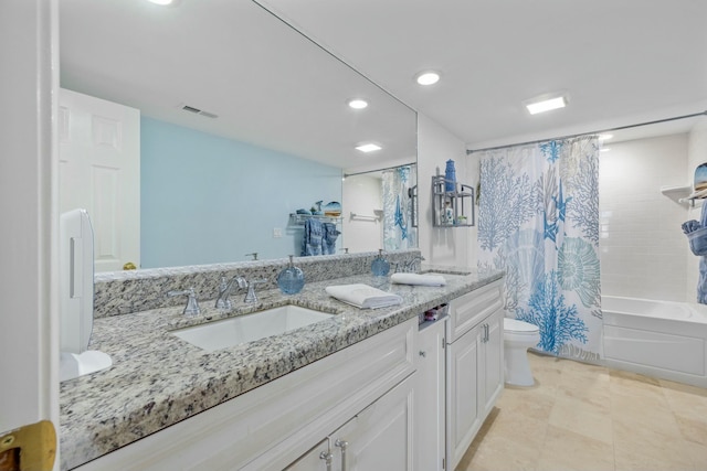 2773 S Ocean Blvd Unit 407, Palm Beach, FL 33480 - full bath with double vanity, shower / bath combo with shower curtain, and recessed lighting