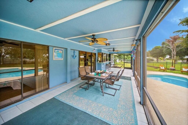 870 SW Gardens Blvd, Palm City, FL 34990 - sunroom / solarium featuring ceiling fan