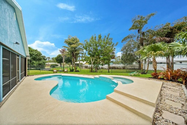 870 SW Gardens Blvd, Palm City, FL 34990 - view of pool with a fenced backyard, a fenced in pool, and a lawn