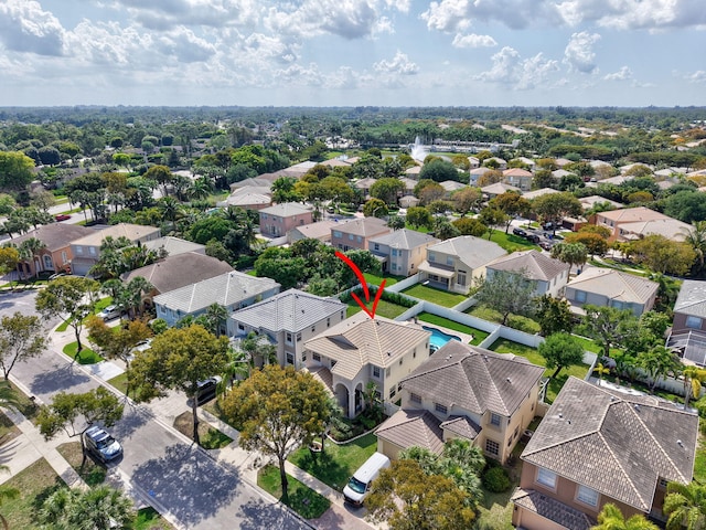 bird's eye view with a residential view