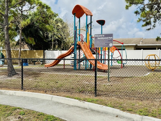 community jungle gym with fence