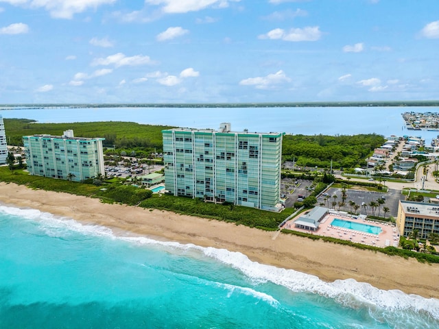 9900 S Ocean Dr Unit 1601, Jensen Beach, FL 34957 - drone / aerial view featuring a view of the beach and a water view