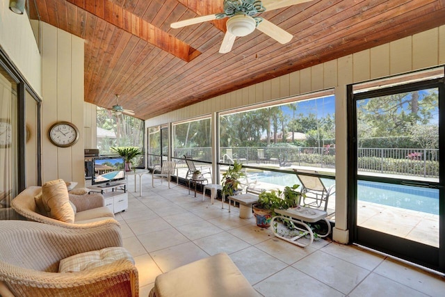 13179 Camero Way, Palm Beach Gardens, FL 33418 - sunroom / solarium with ceiling fan and lofted ceiling