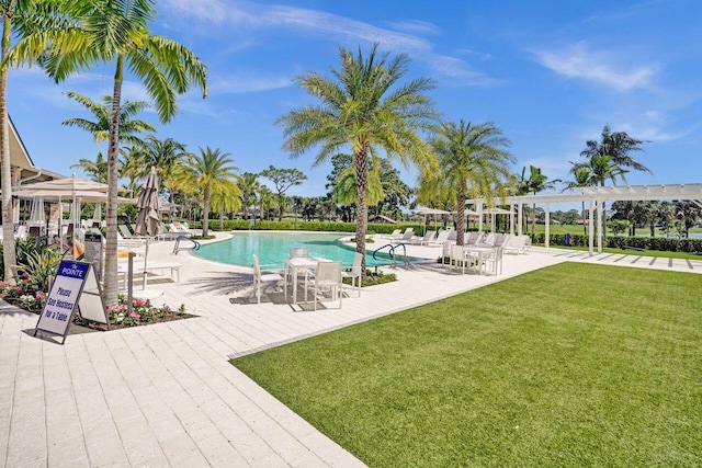 13179 Camero Way, Palm Beach Gardens, FL 33418 - community pool with a yard, a pergola, and a patio