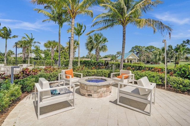 13179 Camero Way, Palm Beach Gardens, FL 33418 - view of patio featuring an outdoor fire pit