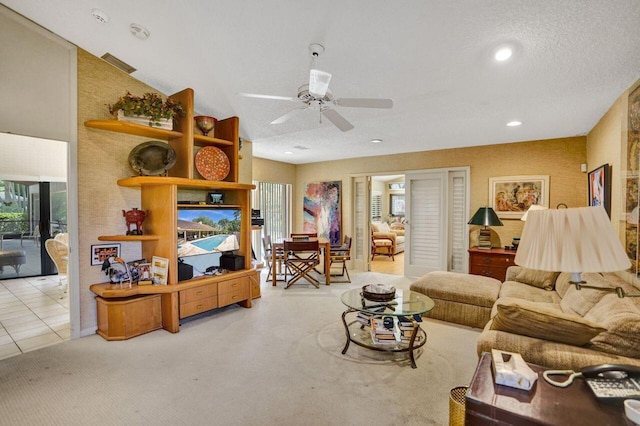 13179 Camero Way, Palm Beach Gardens, FL 33418 - living room with ceiling fan, carpet floors, and recessed lighting
