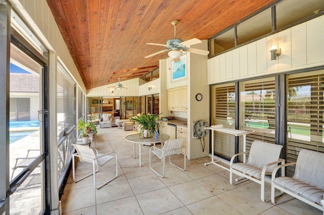 13179 Camero Way, Palm Beach Gardens, FL 33418 - sunroom with ceiling fan and vaulted ceiling