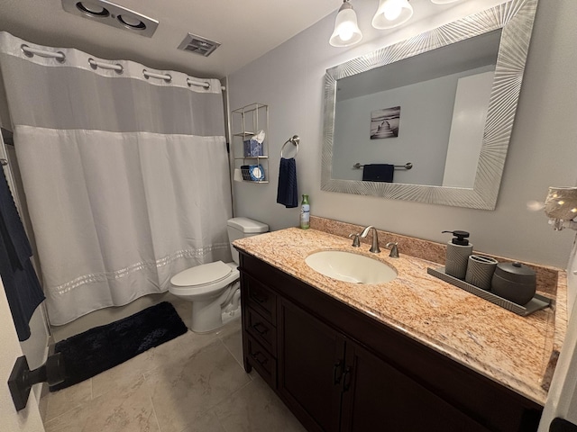 1705 Presidential Way N Unit B101, West Palm Beach, FL 33401 - bathroom with toilet, vanity, tile patterned flooring, and curtained shower