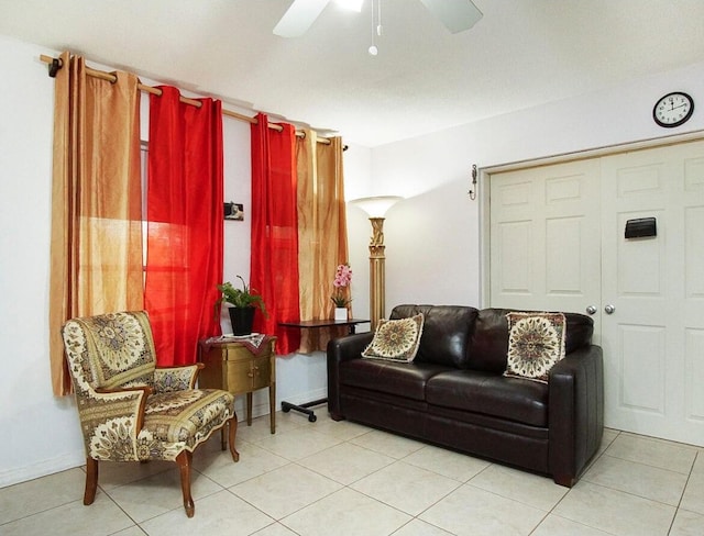 120 Banyan Dr, Port Saint Lucie, FL 34952 - tiled living room with ceiling fan