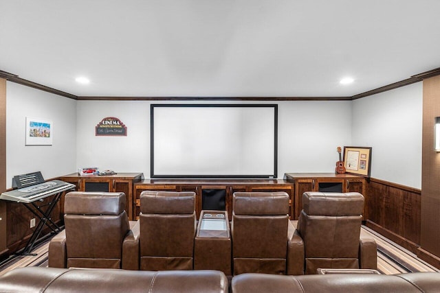 21281 Waycross Dr, Boca Raton, FL 33428 - cinema featuring crown molding, recessed lighting, and wood walls