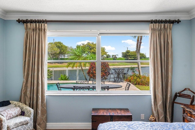 21281 Waycross Dr, Boca Raton, FL 33428 - dining space featuring crown molding and a water view