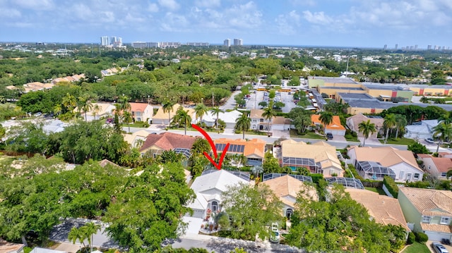 birds eye view of property with a residential view and a city view