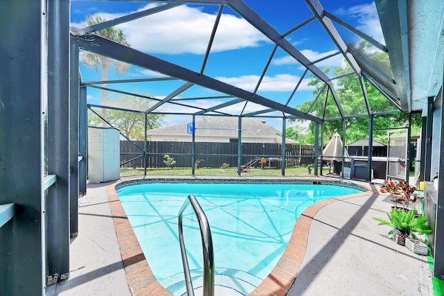 3750 NW 73rd Way, Coral Springs, FL 33065 - view of pool featuring a fenced backyard, a patio, and a lanai