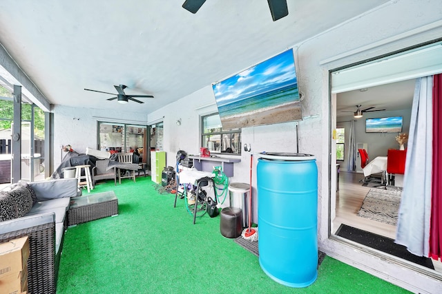 3750 NW 73rd Way, Coral Springs, FL 33065 - sunroom / solarium with ceiling fan and an outdoor hangout area