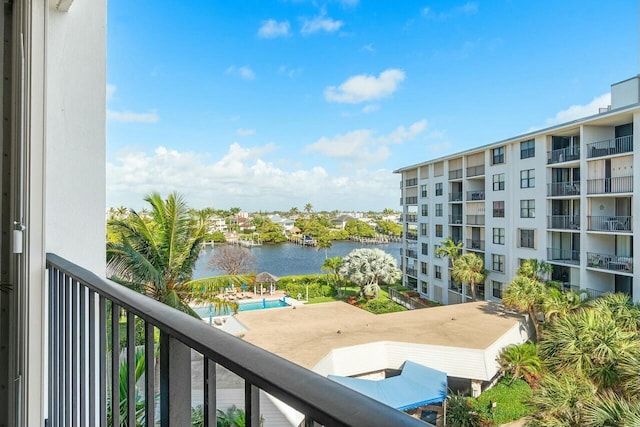 balcony with a water view