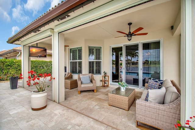 7147 Prudencia Dr, Lake Worth, FL 33463 - view of patio featuring ceiling fan and outdoor lounge area