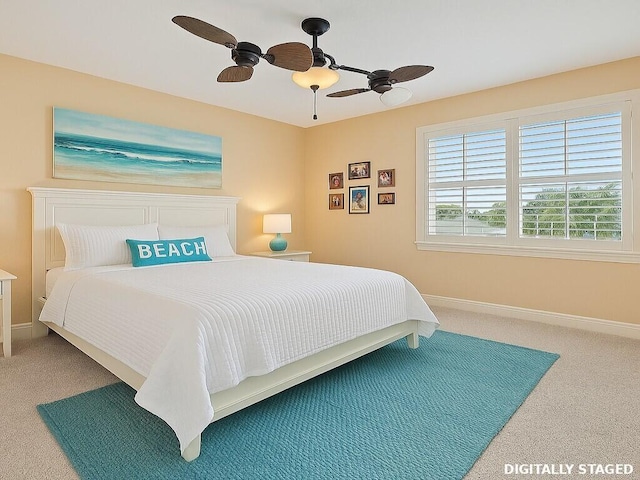 5264 Cambridge Ct, Palm Beach Gardens, FL 33418 - bedroom with carpet floors, baseboards, and a ceiling fan
