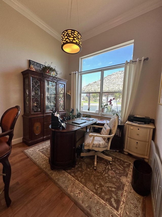 3112 Bollard Rd, West Palm Beach, FL 33411 - office space with wood finished floors and crown molding