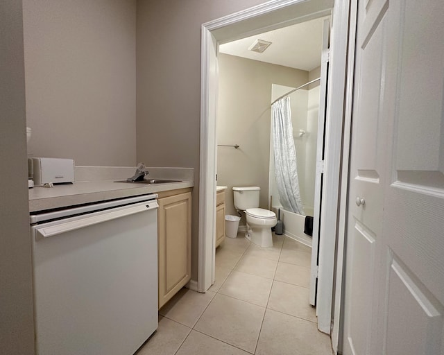 9851 Perfect Dr Unit 151, Port Saint Lucie, FL 34986 - full bathroom with vanity, shower / bath combo, and tile patterned flooring