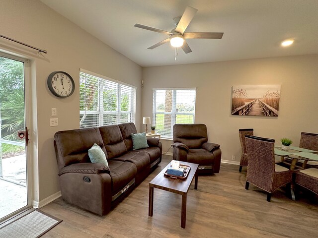 9851 Perfect Dr Unit 151, Port Saint Lucie, FL 34986 - living room with light wood-style floors and ceiling fan