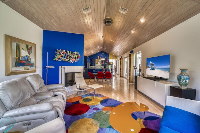 1440 Breakers W Blvd, West Palm Beach, FL 33411 - living area with vaulted ceiling, wood finished floors, wooden ceiling, and recessed lighting