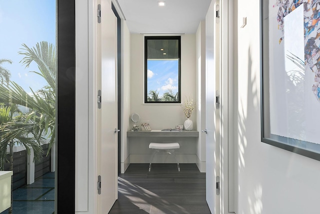 372 E Alexander Palm Rd, Boca Raton, FL 33432 - hallway featuring baseboards and wood finished floors