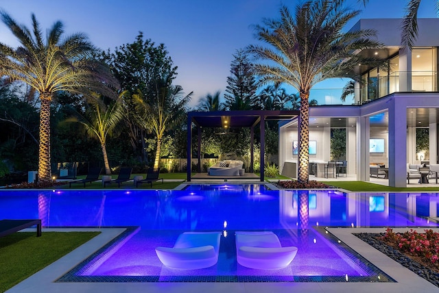 372 E Alexander Palm Rd, Boca Raton, FL 33432 - pool with a patio and an outdoor living space