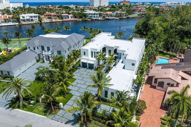 372 E Alexander Palm Rd, Boca Raton, FL 33432 - bird's eye view featuring a water view and a residential view