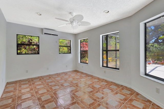 2101 SE Harlow St, Port Saint Lucie, FL 34952 - unfurnished room featuring a textured ceiling, light tile patterned floors, ceiling fan, recessed lighting, and a wall mounted AC