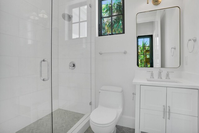 3408 Washington Rd, West Palm Beach, FL 33405 - bathroom featuring a shower stall, toilet, and vanity