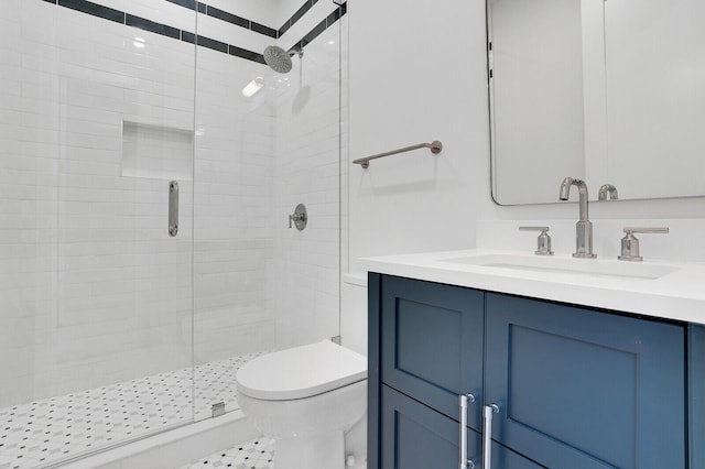 3408 Washington Rd, West Palm Beach, FL 33405 - bathroom with toilet, a shower stall, and vanity