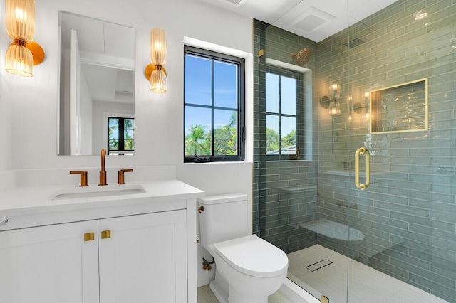 3408 Washington Rd, West Palm Beach, FL 33405 - full bath with a tile shower, toilet, and vanity